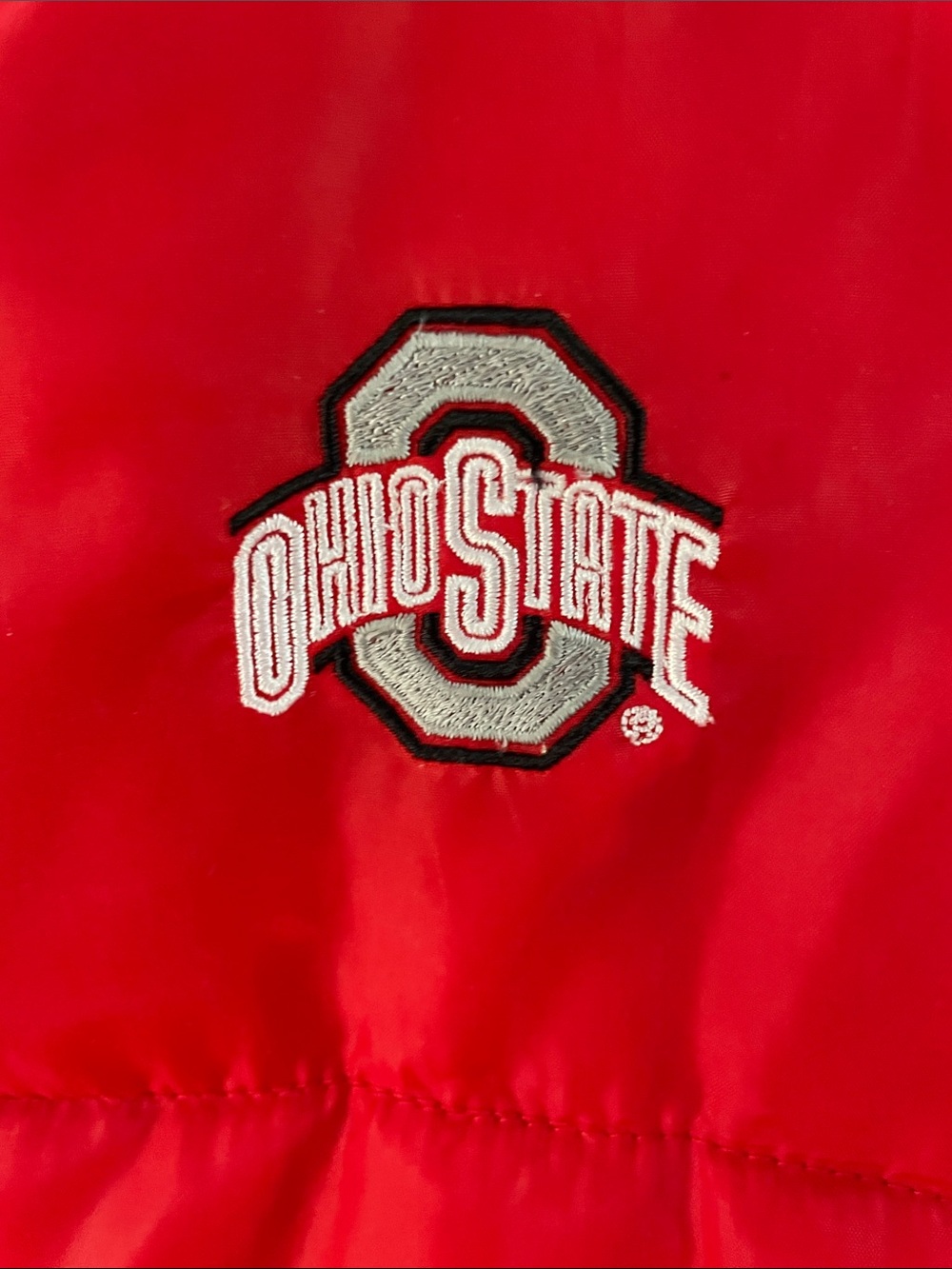 Women’s Ohio Stare Embroidered Red Quilted Puffer Vest - Size Large - Picture 2 of 4